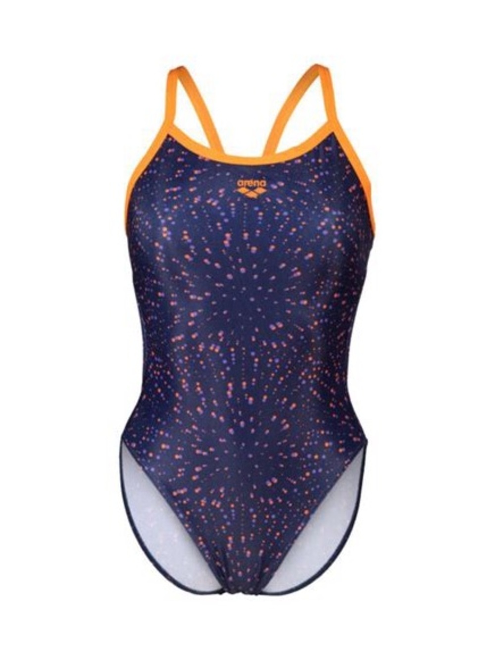 Arena 28 Challenge Back Fireworks Swim Dive One Piece Orange Navy Training Suit